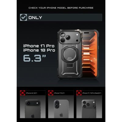 4. Supcase UB Grip Mag MagSafe Hülle für iPhone 18 Pro / 17 Pro - Schwarz