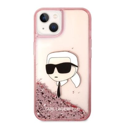 3. Karl Lagerfeld Glitzer Karl's Head Hülle für iPhone 14 Plus – Rosa