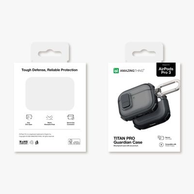 14. AmazingThing Titan Pro Mag Hülle, transparent, für AirPods Pro 3 - Schwarz
