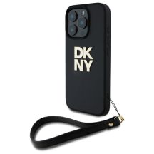 DKNY Wrist Strap Stock Logo Hülle für iPhone 16 Pro – Schwarz