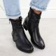 7. Schwarze Damen-Ankle-Boots aus Leder mit hohem Absatz, Modell Rieker 78656-00