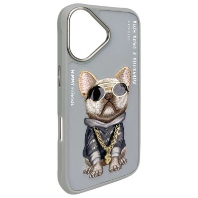 4. Nimmy Glasses Cool Dog iPhone 16 Hülle - Grau