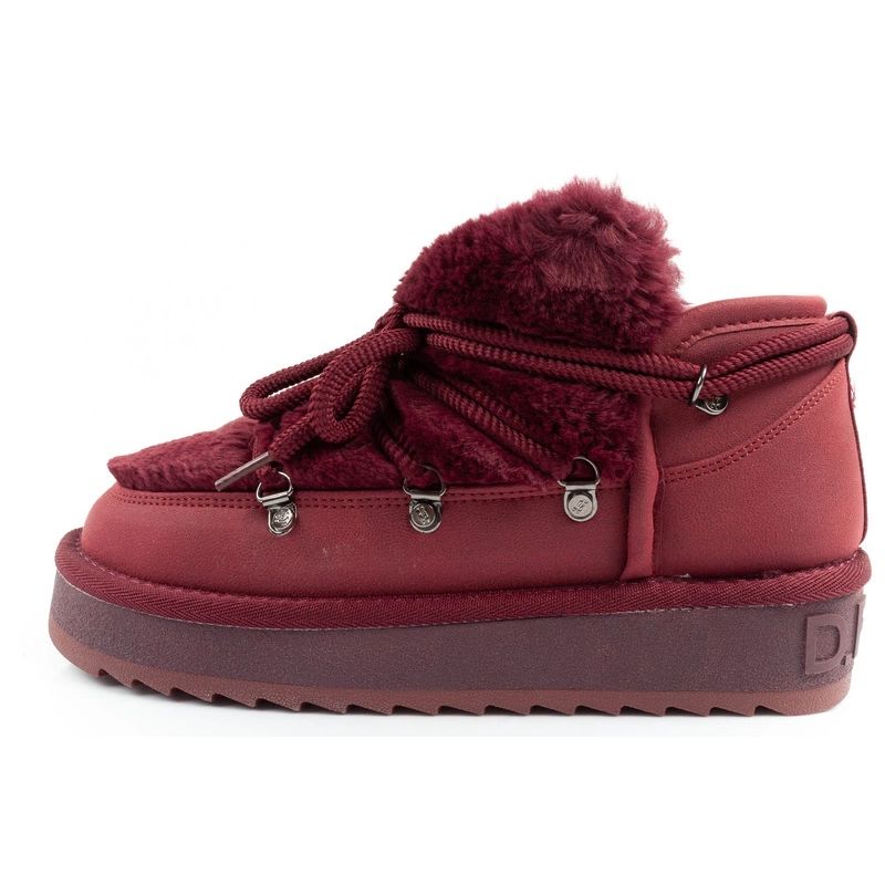 2. D.Franklin Damen Winter Schneestiefel, modisches Fellfutter, Burgund
