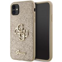 Guess GUHCN61HG4SGD Hülle für iPhone 11 / Xr – Gold Glitter Script Big 4G