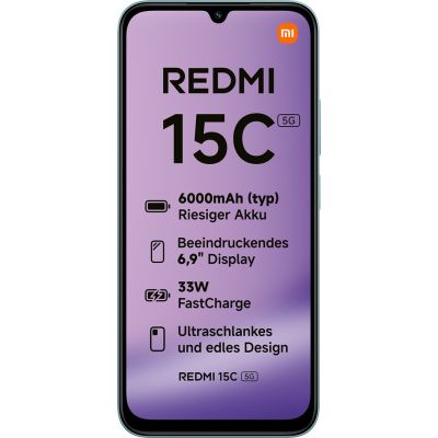 3. Xiaomi Redmi 15C 5G Dual-SIM-Smartphone, 4 GB RAM, 128 GB – Mintgrün