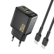 Dudao A26TCEU PD QC 25W GaN USB-A/USB-C-Wandladegerät mit USB-C-Kabel – Schwarz