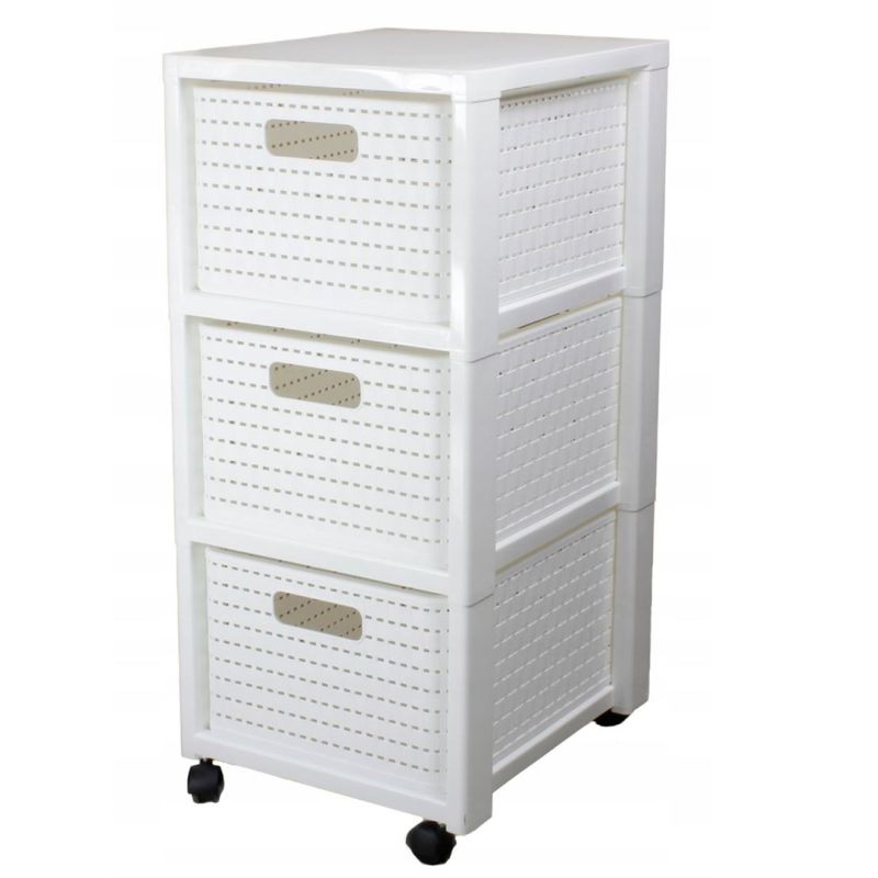 ROTHO Großes Bücherregal mit 3 Schubladen, Farbe: Country White