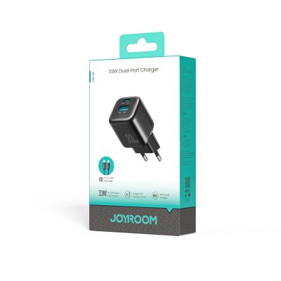 8. Joyroom JR-TG7 33W USB-A + USB-C Wandladegerät mit 30W USB-C - Lightning 1m Kabel - schwarz