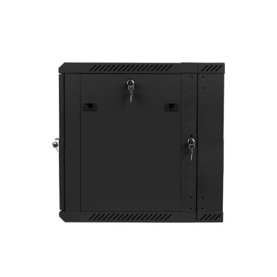 4. Zweiteiliger wandmontierter 19-Zoll-Rackschrank 12U 600x600, schwarz, Lanberg (Flatpack)