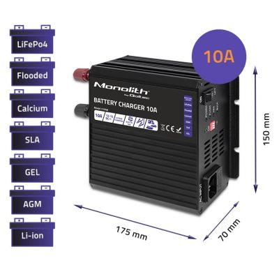 3. Qoltec Monolith Intelligentes Ladegerät für LiFePO4 AGM GEL SLA 10A 12V Batterien
