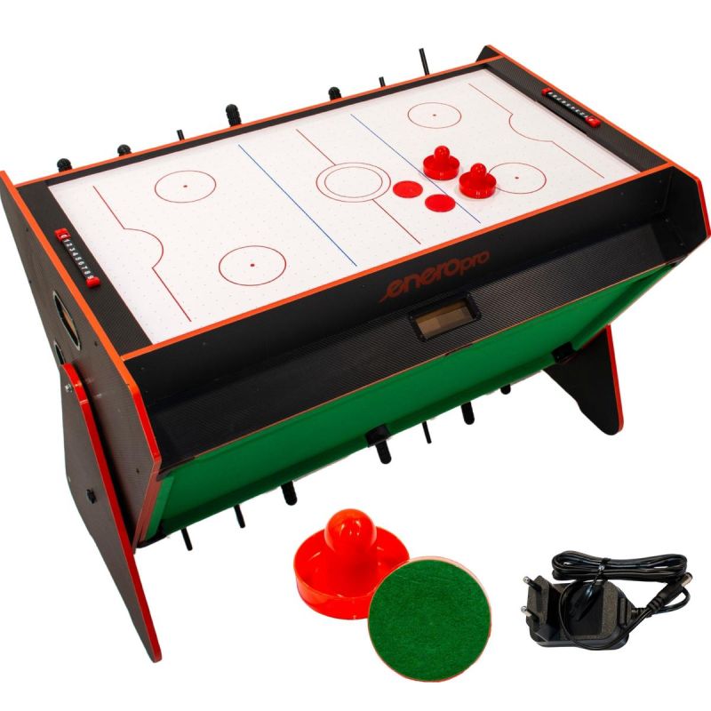 6. 3-in-1-Drehspieltisch: Billard, Tischfußball, Luftanschluss, 121 x 84,5 x 85,3 cm, Schwarz