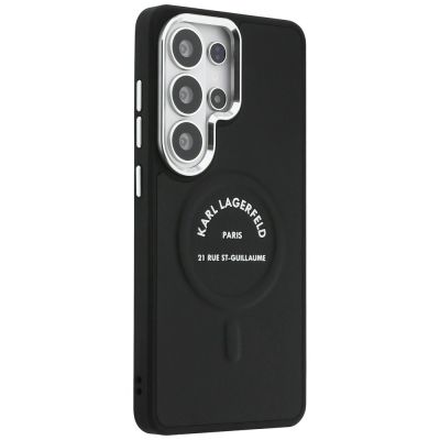 4. Karl Lagerfeld MagSafe Hülle mit geprägtem Ring und RSG-Logo für Samsung Galaxy S26 Ultra – Schwarz