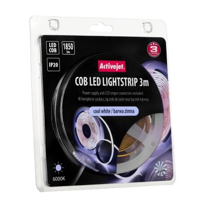 5. 3 m COB-LED-Streifen mit Netzteil, kaltweiß, Schutzart IP20