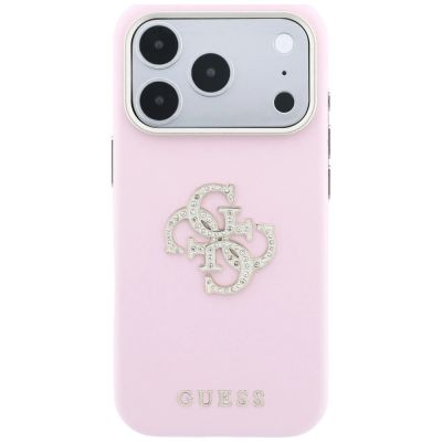 3. Guess Smooth & Big Strass Logo Hülle für iPhone 18 Pro / 17 Pro - Pink