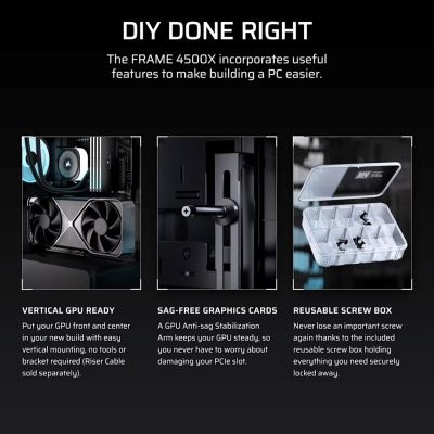 10. Corsair FRAME 4500X LX-R RGB Midi-Tower-Gehäuse mit Seitenwand aus gehärtetem Glas, Schwarz
