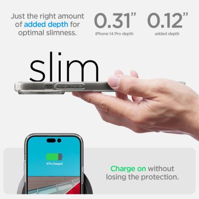 12. Spigen Ultra Hybrid Mag Case mit MagSafe für iPhone 14 Pro – Transparent und Weiß