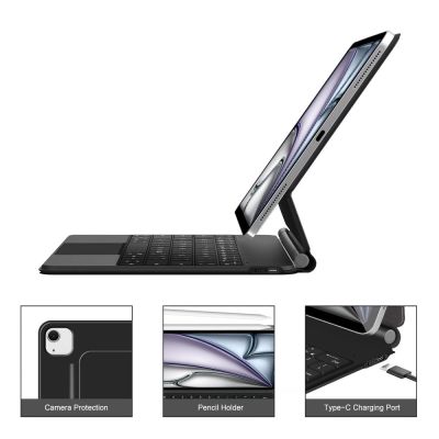 8. Tech-Protect Smartcase Magnetic mit Tastatur für iPad Pro 12,9" 2020 / 2021 / 2022 / iPad Air 13" 2024 / 2025 - Schwarz