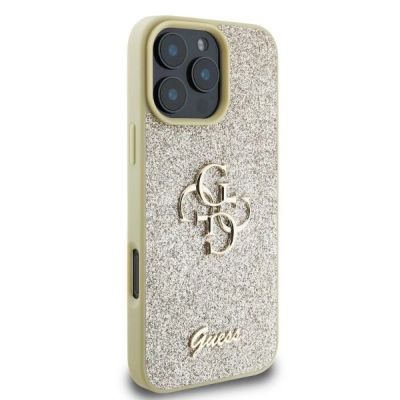 2. Guess Fixed Glitter Big 4G Hülle für iPhone 16 Pro Max – Gold