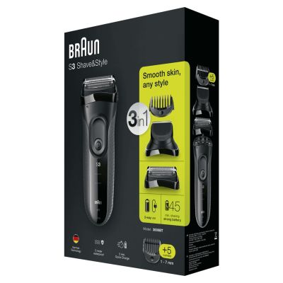 6. Braun 3000BT Akku 5 7mm Nass- und Trockenbürste Schwarz, Grau