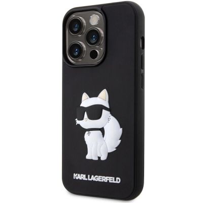 2. Karl Lagerfeld KLHCP14L3DRKHNK iPhone 14 Pro 6.1" schwarz/schwarz Hardcase Rubber Choupette 3D