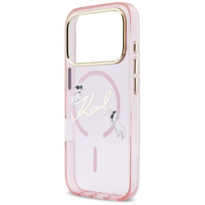 6. Karl Lagerfeld IML Choupettes Karl Script Logo MagSafe Hülle für iPhone 17 Pro - Pink