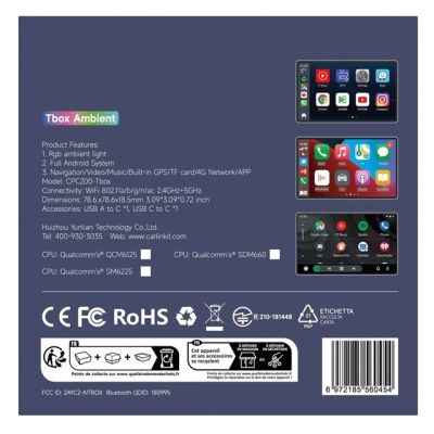 11. CARLINKIT TBOX Ambient Adapter 8GB+128GB Android 13- 8G/128G Carplay I Android Auto schwarz