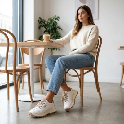10. Leder-Plateau-Sneaker, weiß, Filippo DP7498