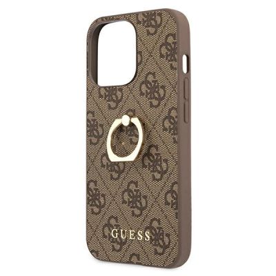 6. Guess GUHCP13L4GMRBR iPhone 13 Pro / 13 6,1" braun/braunes Hardcase 4G mit Ringständer