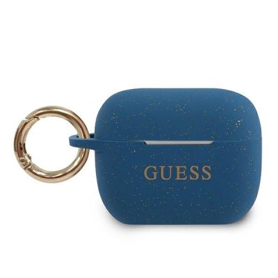 Guess GUACAPSILGLBL AirPods Pro Abdeckung blau/blauer Silikon-Glitter
