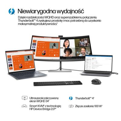 7. HP LED 34” S7 Pro Monitor 734pm (8K157UT) Curved IPS 120Hz WQHD RJ-45 Thunderbolt 4 Kamera