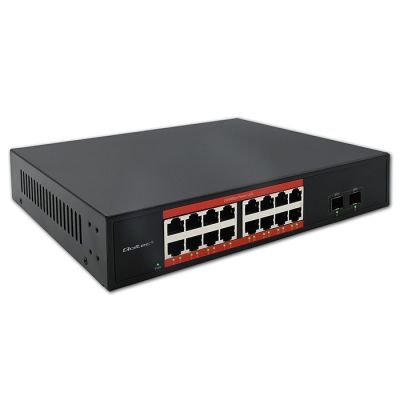 Qoltec Netzwerk-Switch Gigabit Ethernet | 16x RJ45 | 2x SFP | 1000 Mbit/s