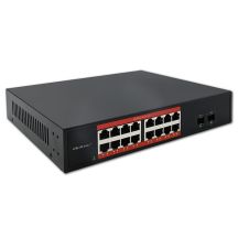 Qoltec Netzwerk-Switch Gigabit Ethernet | 16x RJ45 | 2x SFP | 1000 Mbit/s