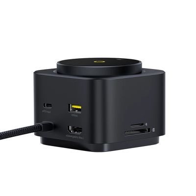 4. Baseus MagPro Series II 7-in-1 USB-C Hub mit MagSafe-kompatiblem Ladegerät 15W + HDMI + USB-A + USB-C + SD/TF - Schwarz