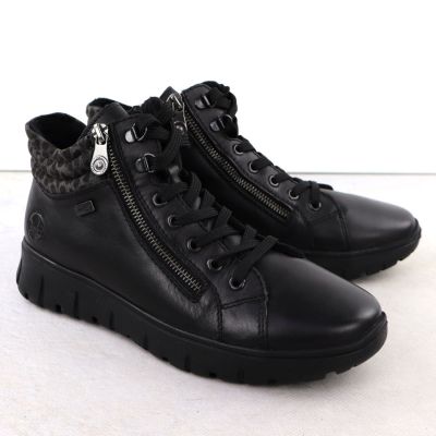 7. Rieker N1305-00 Damen-Stiefeletten aus Leder, wasserdicht, schwarz