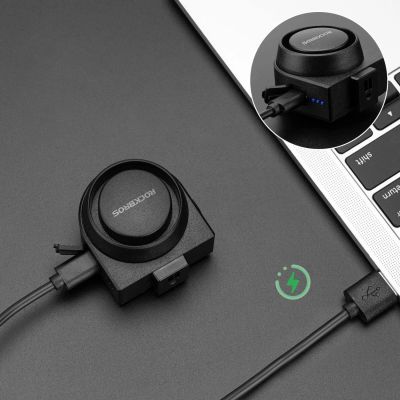 3. Rockbros A2 Fahrradklingel mit 115 dB Alarm und USB-C Fernbedienung – Schwarz