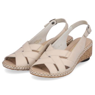 25. Rieker W RKR682 bequeme Ledersandalen beige