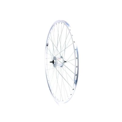 5. 28-Zoll-Vorderrad mit Shimano-Nabe und silberner Felge