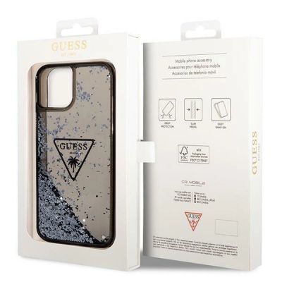8. Guess GUHCP14SLFCTPK iPhone 14 6.1" schwarz/schwarze Hardcase Liquid Glitter Palm Collection
