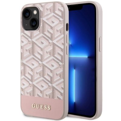 Guess GUHMP14SHGCFSEP iPhone 14 6,1" rosa/rosa Hartschale GCube Stripes MagSafe