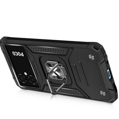 4. Wozinsky Ring Armor Hülle für Samsung Galaxy A03 gepanzerte Hülle magnetischer Haltering schwarz