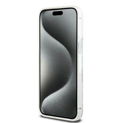 5. DKNY Liquid Glitter Multilogo Hülle für iPhone 15 Pro Max – Weiß