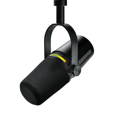 Shure MV7+-K-BNDL – Voice-Over-/Vocal-Mikrofon mit XLR-/USB-C-Anschluss, Schwarz + GATOR-Tischstativ