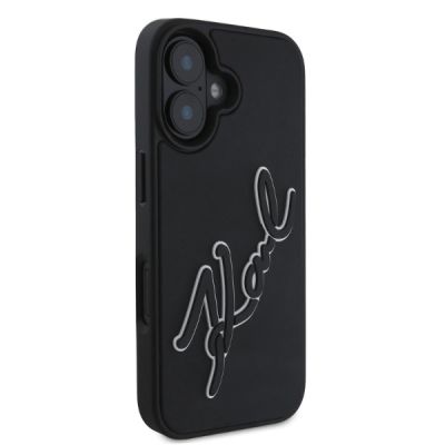 2. Karl Lagerfeld 3D Rubber Signature Hülle für iPhone 16 – Schwarz