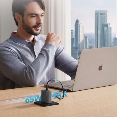 2. Cuktech CUKAD653EUGR 65W GaN-Wandladegerät 2 x USB-C 1 x USB-A - Grau