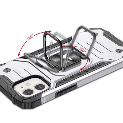 5. Wozinsky Ring Armor Hülle für iPhone 14 gepanzerte Hülle magnetischer Haltering silber