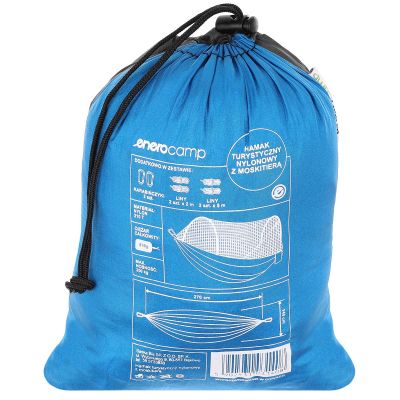 21. Touristen-Hängematte für 2 Personen, 270 x 140 cm, mit Moskitonetz, blau