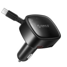 Orico FC-66-1A2C 66W Kfz-Ladegerät mit integriertem, einziehbarem USB-C-Kabel – Schwarz