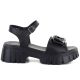 2. Schwarze Damen-Ledersandalen mit Plateau und Verzierungen, Vinceza 26-79611