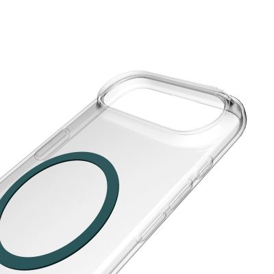 8. Puro Lite Mag TPU+PC Hülle kompatibel mit MagSafe für iPhone 17 Air - Transparent mit türkisfarbenem Ring