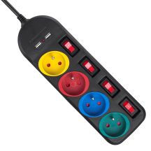 MACLEAN Steckdosenleiste mit 4 Steckdosen und 2 USB-Anschlüssen MCE229B